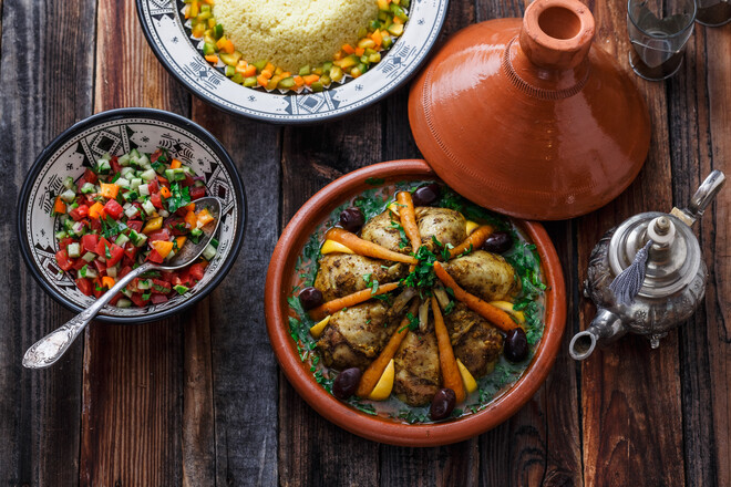 A table full of Moroccan food