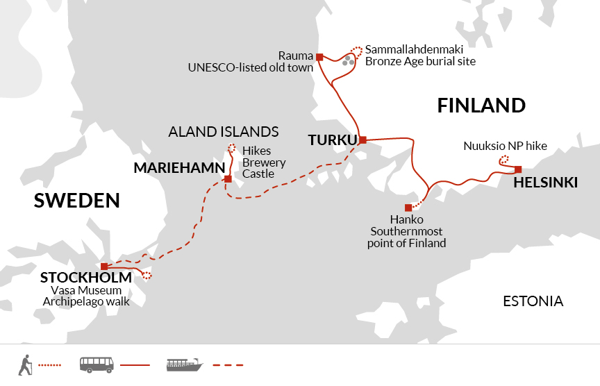 tourhub | Explore! | Walking in Finland and Sweden | Tour Map